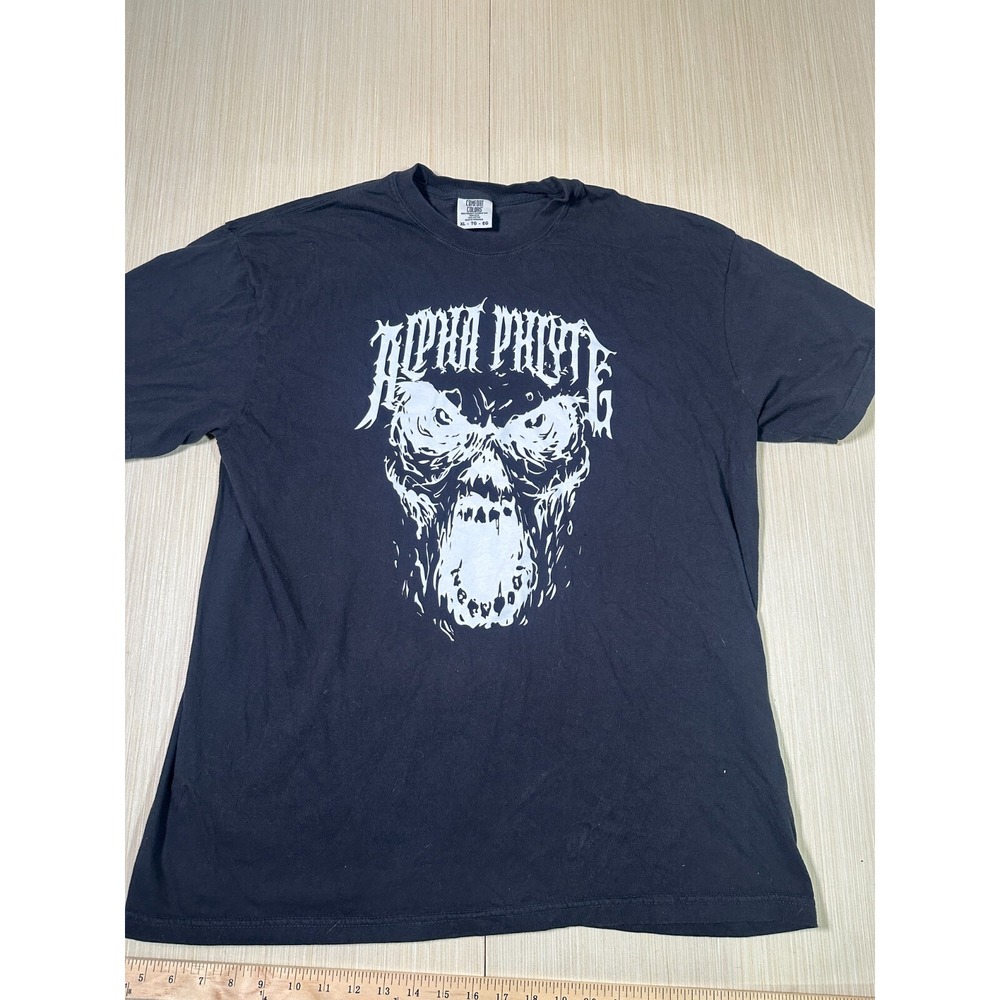 Comfort Colors T-Shirt Mens XL Black Cotton Graphic Skull Crew Neck Pullover‎